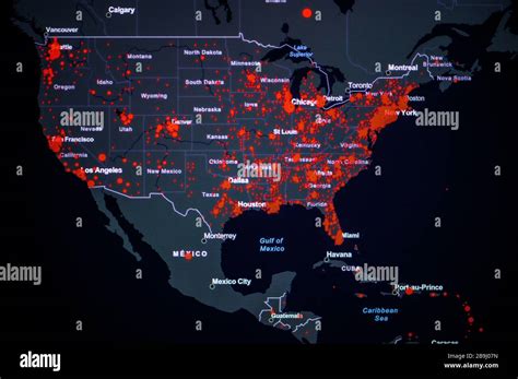 United States, West Coast. Coronavirus COVID-19 global cases Map. Red ...