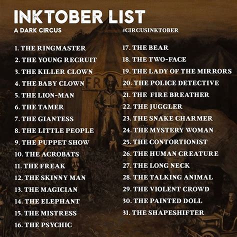 2018 Inktober Challenge Lists Are You Getting Ready Choose A List And