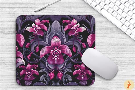 Orchid Floral Gothic Pattern Mouse Pad Graphic By Foxmia · Creative Fabrica