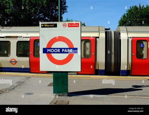 Moor Park Station Tube Station Sign At The Platform Stock Photo Alamy