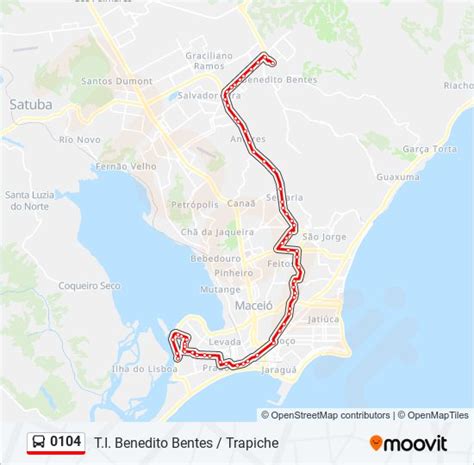 Rota da linha 0104 horários paradas e mapas T I Benedito Bentes