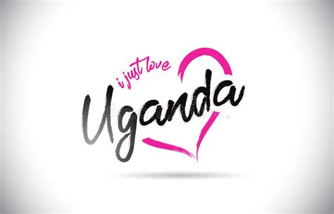 Uganda Welcome To Word Text With Handwritten Font And Red Hearts Square