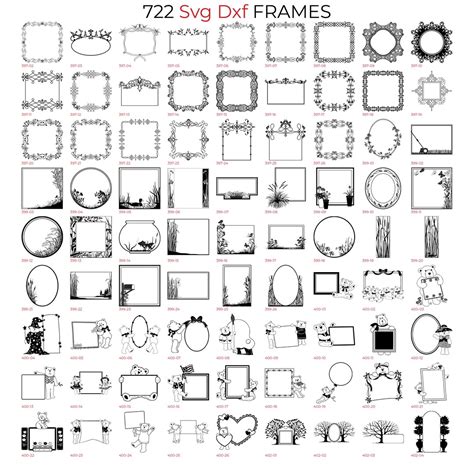 722 Svg Dxf Frames Bundle Wall Decor Frames Laser Files Heart Nature Decor Frames Etsy Canada