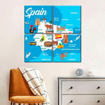 Cartoon Map Of Spain Wall Art | Digital Art