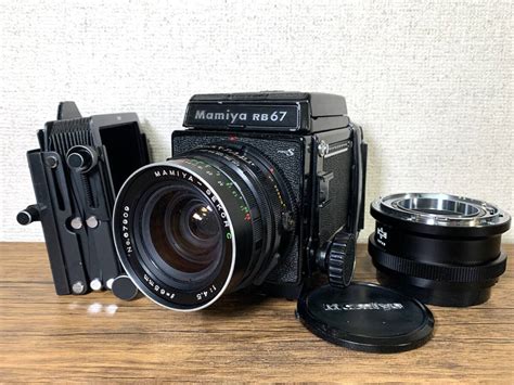 マミヤ Mamiya Rb67 Pro S 中判フィルムカメラ Sekor C 65mm F45 レンズ 蛇腹フード 中間リング付き