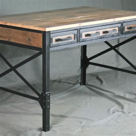 Vintage Industrial Reclaimed Wood Desk With Drawers Rustic Etsy