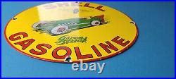 Vintage Shell Gasoline Porcelain Green Streak Service Station Pump