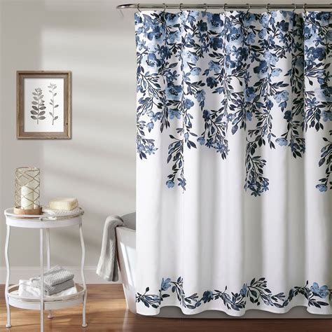 72x72 Tanisha Shower Curtain Navy Lush Décor Floral Shower