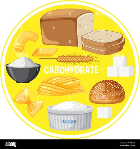 Variety Of Carbohydrates Foods Illustration Stock Vector Image Art