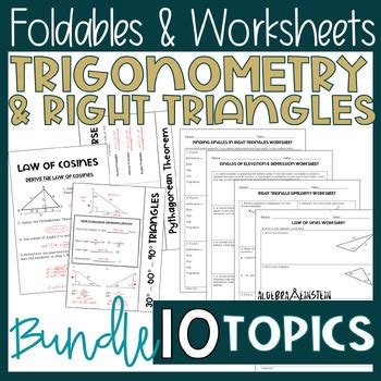 Right Triangle Trigonometry Notes Foldables And Worksheet Bundle