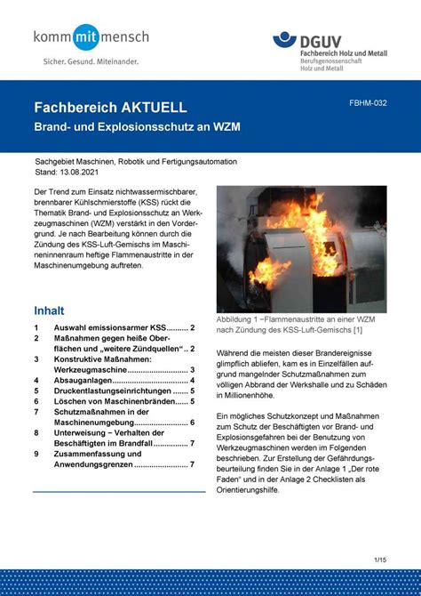 FBHM 032 Brand Und Explosionsschutz An WZM DGUV Publikationen