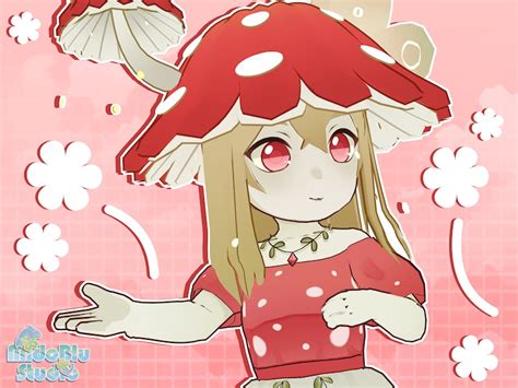 Red Chibi Mushroom Premade 3D Vroid VRM Model Streamer And Vtuber