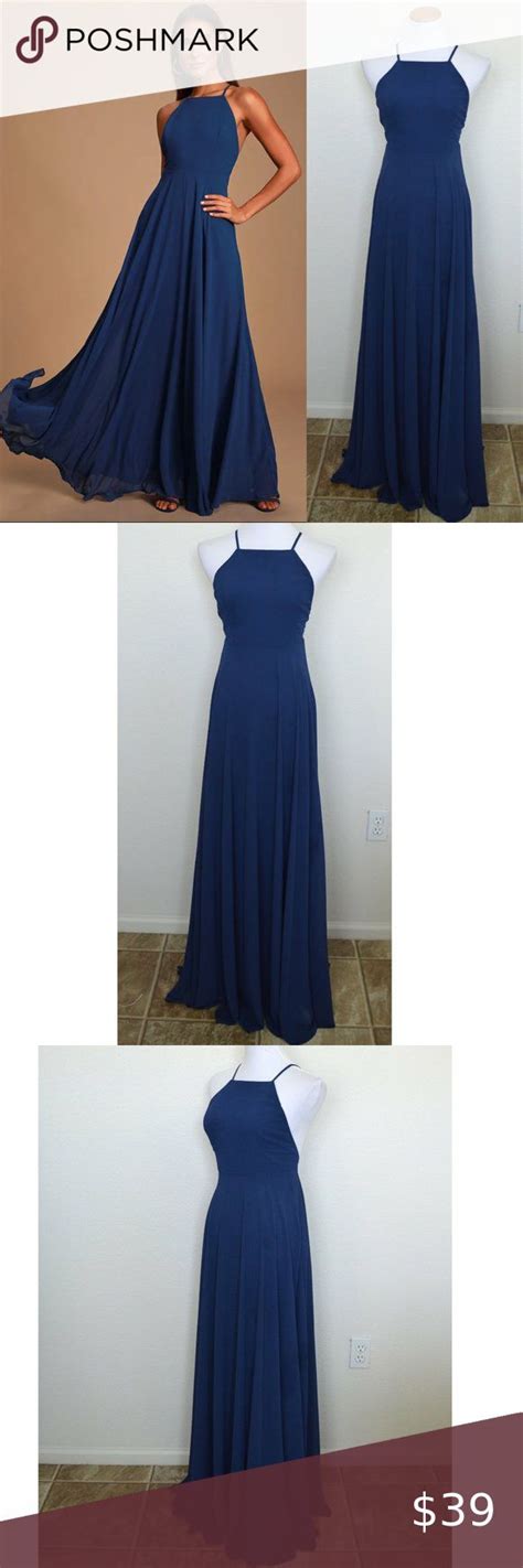 Lulu S Mythical Kind Of Love Navy Blue Maxi Dress Maxi Dress Blue