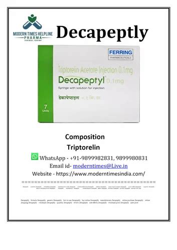 Decapeptyl 0 1mg Injection At Best Price In New Delhi By Modern Times