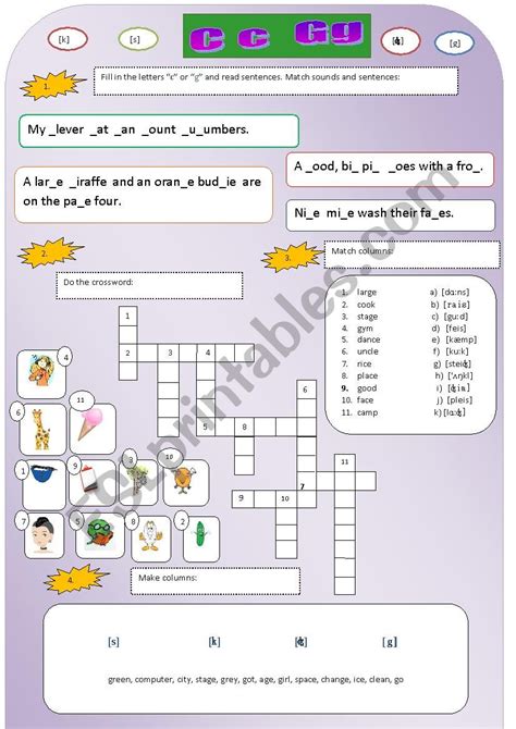 Phonetics Consonats C [k] [s] G [g] [ʤ] Esl Worksheet By Olchik23