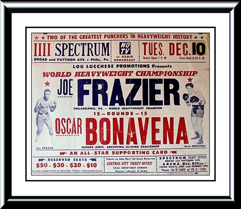 JOE FRAZIER vs. OSCAR BONAVENA (Site) | Boxing posters, Vintage boxing ...