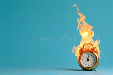 Burning Alarm Clock Time Out Or Deadline Pressure Concept Stock