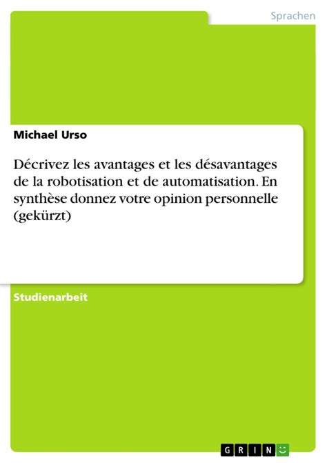 Avantages et inconvénients de la robotisation synthèse Acapros fr