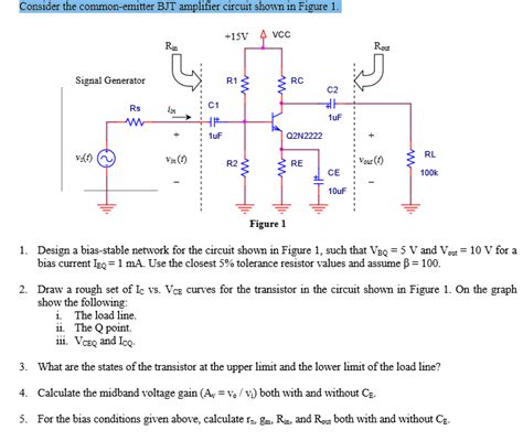 Solved Consider The Common Emitter Bjt Amplifier Circuit Chegg