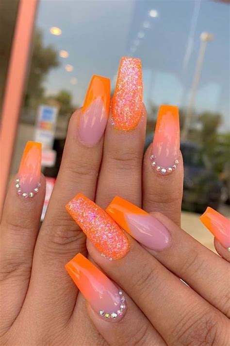 22 Beautiful Gel Nail Designs For Summer Orange Nail Designs Orange