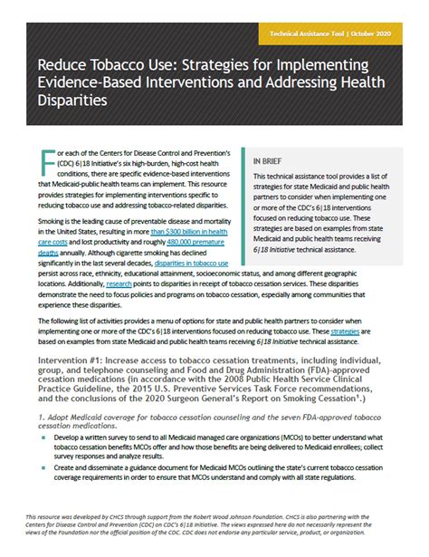 Reduce Tobacco Use Strategies For Implementing Evidence Based