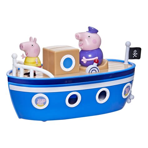 Buy Peppa Pig Peppa’s Adventures Grandpa Pig’s Cabin Boat Vehicle Preschool Toy: 1 Figure ...