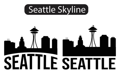 Seattle City Skyline Silhouette Vector Illustration Vector Art