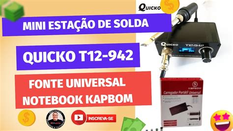 Quicko T12 942 Mini Estação de Solda 2 pontas Fonte de alimentação