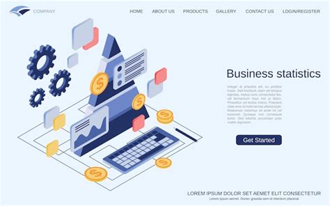 Premium Vector Business Statistics Flat 3d Isometric Vector Concept