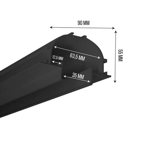 Perfil Embutir Alumínio Preto No Frame Luz Indireta Para Fita De LED 2