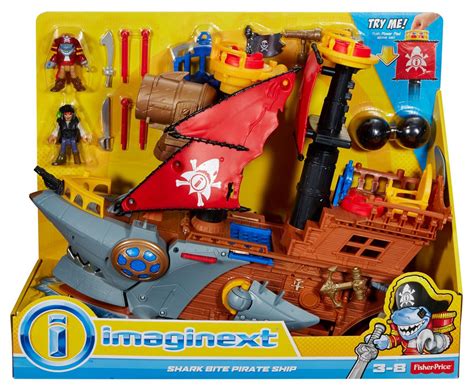 Imaginext Pirate Pirate Ship Playset Featuring Shark Biting Action