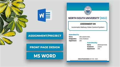 How To Create A Assignment Front Page In Microsoft Word Cover Page