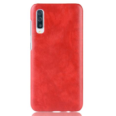 Shockproof Litchi Texture PC PU Case For Galaxy A50 Red Alexnld