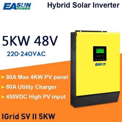 Easun Power 5000w Hybrid Solar Power Inverter 48v 230vac Grid Tied Off