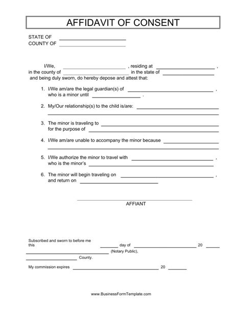 Affidavit Of Consent Form Affidavitform Net