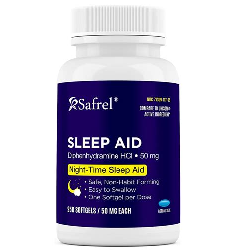 Safrel Nighttime Sleep Aid Diphenhydramine Hcl 50mg 250 Softgels S