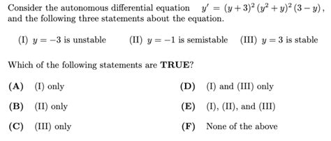 Solved Consider The Autonomous Differential Equation Chegg