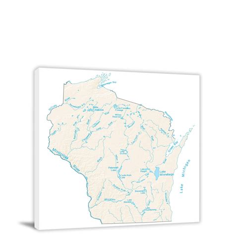 Wisconsin Lakes And Rivers Map 2022 Canvas Wrap