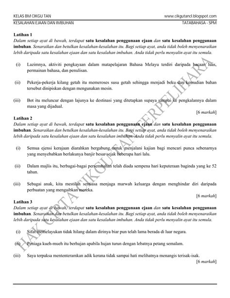 Soalan Ramalan Spm 2012 Kesalahan Ejaan Imbuhan PDF