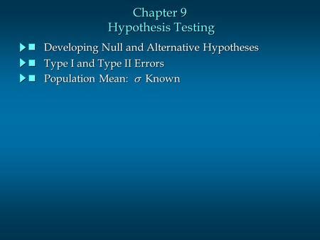 Lecture Single Sample Hypothesis Tests Population Mean And