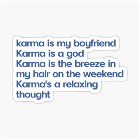 Taylor Swift Karma Karma Is My Boyfriend Sticker For Sale By Em