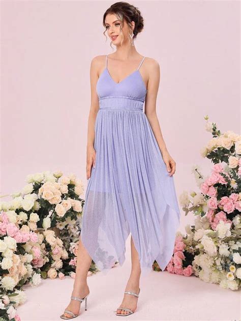 Shein Belle Cami Brautjungfernkleid Mit Asymmetrischem Saum Falten