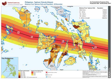 Philippines: Typhoon Yolanda (Haiyan) Distance From Typhoon Path and ...