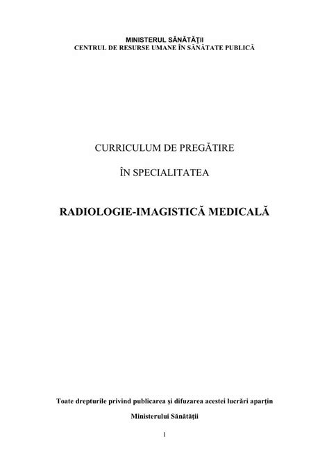 Pdf Curriculum Radiologie Imagistica Medicala Rezidentiat Ms Ro