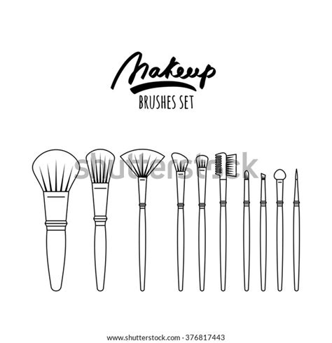 Makeup Brushes Kit Isolated On White Stock Vector Royalty Free 376817443