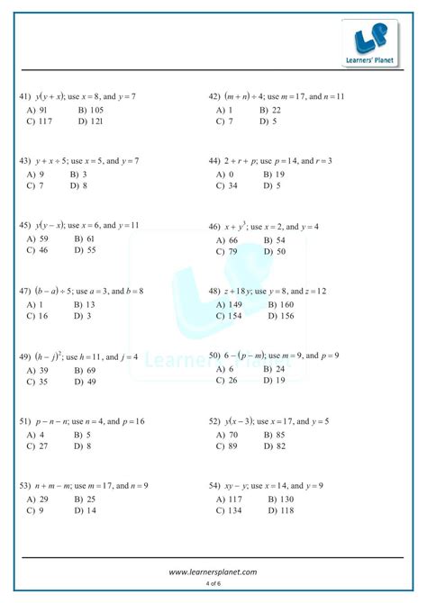 7th Grade Algebraic Expressions Worksheets Math Monks Worksheets