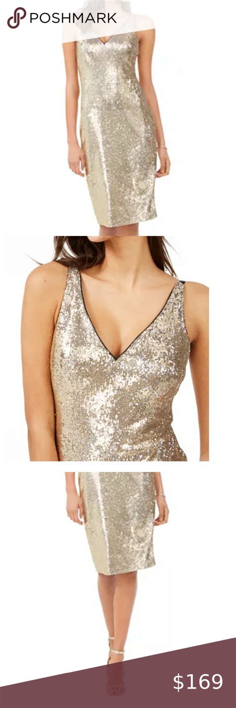 Vince Camuto Gold Allover Sequin Sheath Dress Sequin Sheath Dress