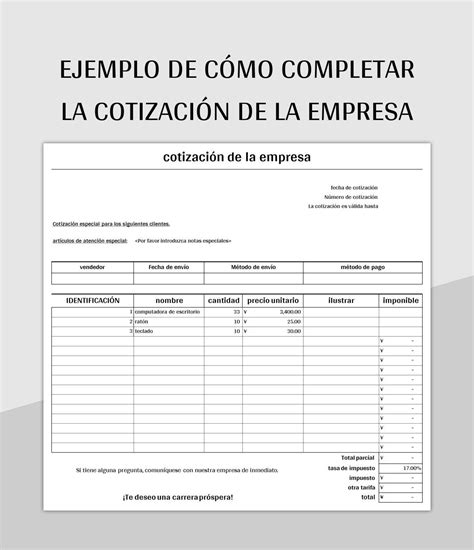 Plantilla De Formato Excel Ejemplo De Cómo Completar La Cotización De