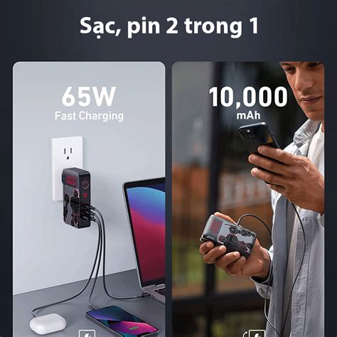 Củ sạc nhanh kiêm sạc dự phòng 10 000 mAh Anker 733 GaNPrime PowerCore