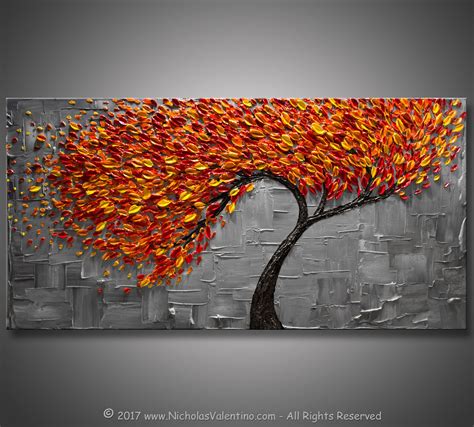 Huge Original Abstract Tree Painting Palette Knife Impasto